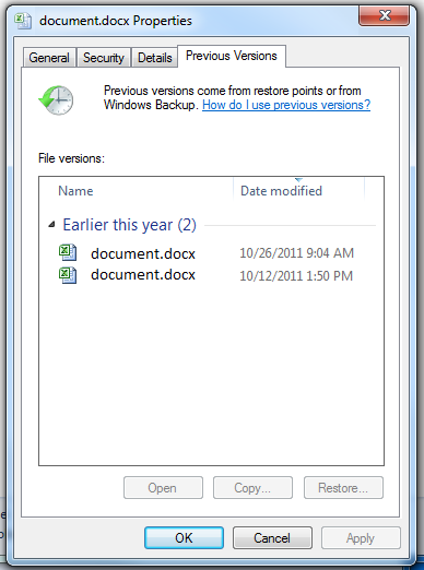 Restoring a File from a Previous Version - Information Technology ...